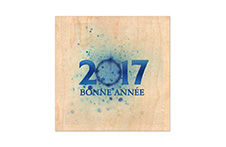 Carte de voeux en bois carrée