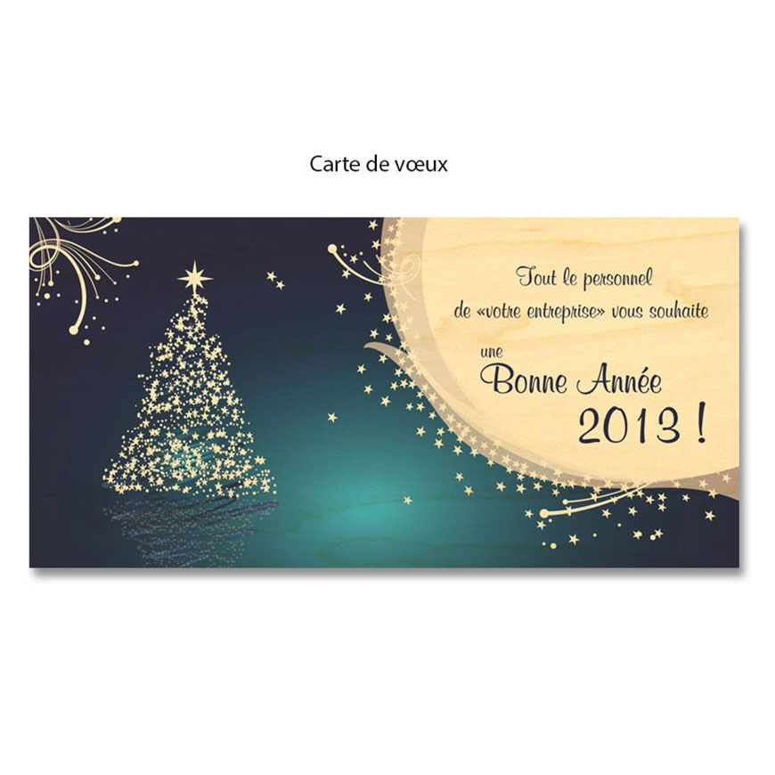 Carte de voeux en bois pour 2024 - Cartes en bois imprimées